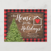 Thuis voor de kerstboom van de Feestdagen Rustic M Briefkaart (Voorkant)