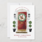 Thuis voor de rode Waterverf van de Feestdagen: fo Feestdagenkaart (Voorkant)