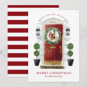 Thuis voor de rode Waterverf van de Feestdagen: fo Feestdagenkaart (Voorkant / Achterkant)