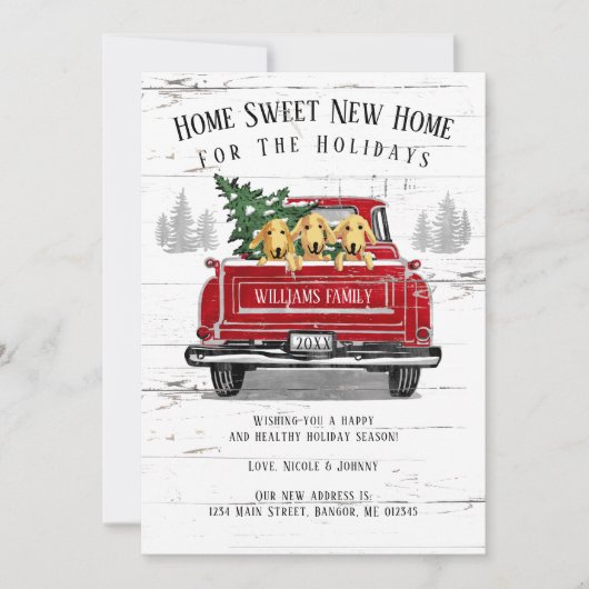 Thuis voor Feestdagen rode vrachtwagen Aankondiging (Voorkant)