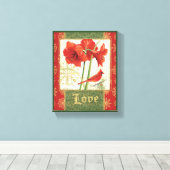 Thuis voor Kerstmis Amaryllis Love Canvas Afdruk (Insitu (Houten vloer))
