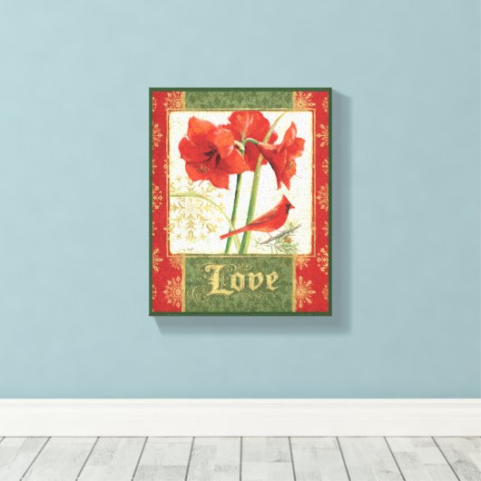 Thuis voor Kerstmis Amaryllis Love Canvas Afdruk (Insitu (Houten vloer))