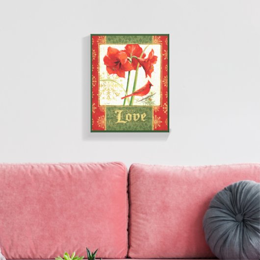 Thuis voor Kerstmis Amaryllis Love Canvas Afdruk (Insitu (Woonkamer))