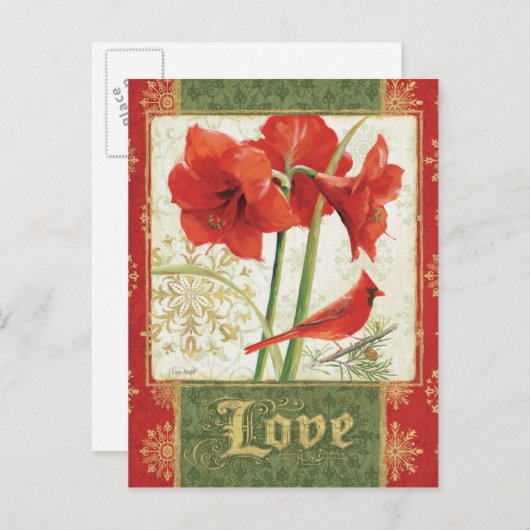 Thuis voor Kerstmis Amaryllis Love Feestdagenkaart (Voorkant / Achterkant)