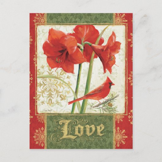 Thuis voor Kerstmis Amaryllis Love Feestdagenkaart (Voorkant)