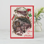 Thuis voor kersttrein uit de jaren 1900 kaart (Staand voorkant)