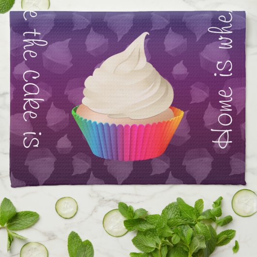 Thuis waar de Cake Cute Cupcake Kitchen Art is Theedoek (Gevouwen)
