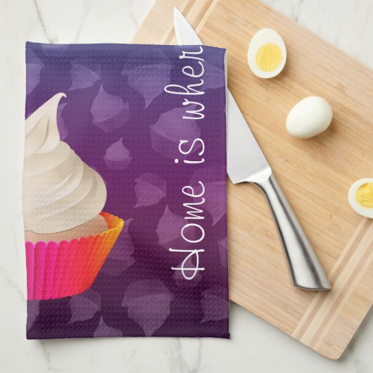 Thuis waar de Cake Cute Cupcake Kitchen Art is Theedoek (Quarter Fold)