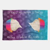 Thuis waar de Cake Cute Cupcake Kitchen Art is Theedoek (Horizontaal)