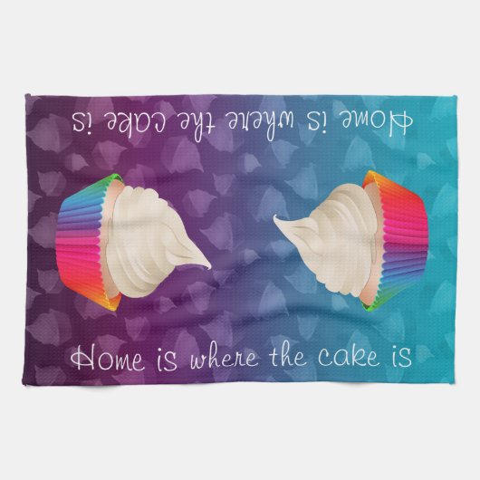 Thuis waar de Cake Cute Cupcake Kitchen Art is Theedoek (Horizontaal)