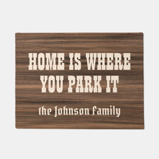 Thuis waar je het stinkend hout parkeert, aangepas deurmat (Voorkant)