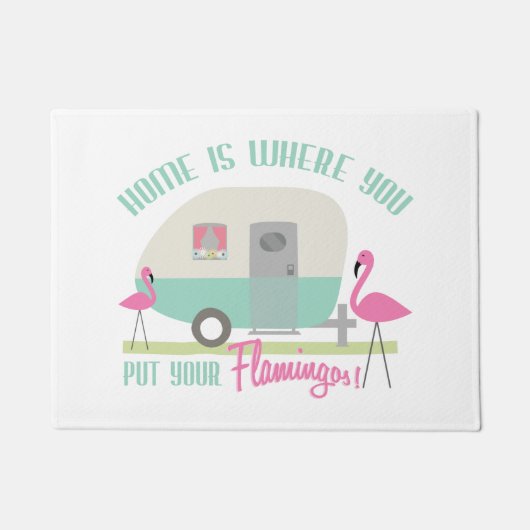 Thuis waar je je flamingos doormat deurmat (Voorkant)