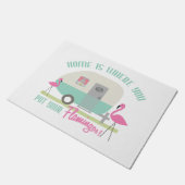 Thuis waar je je flamingos doormat deurmat (Schuin)