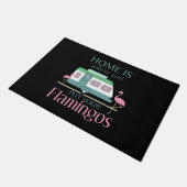 Thuis waar je je Flamingos Funny Camping hebt geze Deurmat (Schuin)