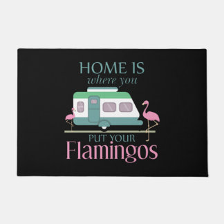 Thuis waar je je Flamingos Funny Camping hebt geze Deurmat