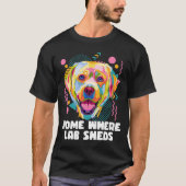 Thuis waar Lab Sheds Rescue Dog Labrador Retriever T-shirt (Voorkant)