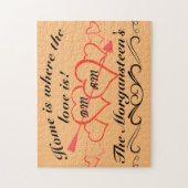 Thuis waar Liefde familienaam en Initialen is Legpuzzel (Verticaal)