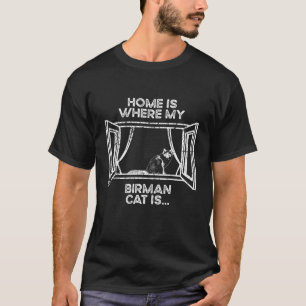Thuis waar mijn kat is mam vader birman kat t-shirt