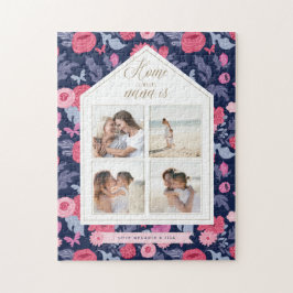 Thuis waar Nana is - Foto-Collage Pink Floral Legpuzzel