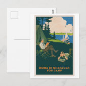 Thuis waar u Camp Vintage Poster Briefkaart (Voorkant / Achterkant)