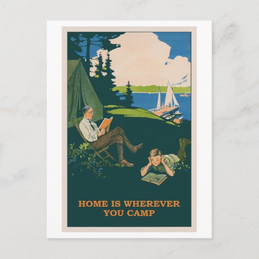 Thuis waar u Camp Vintage Poster Briefkaart (Voorkant)