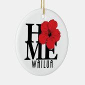 THUIS Wailua Hawaii rode Hibiscus Keramisch Ornament (Rechts)