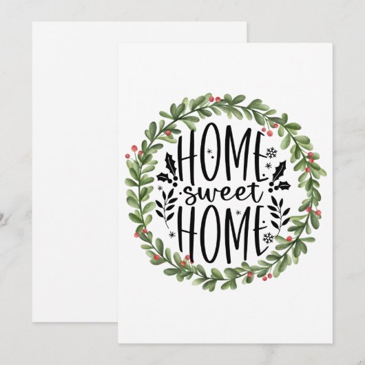 Thuis - Waterverf met startpunt - Wreath Feestdagenkaart (Voorkant / Achterkant)