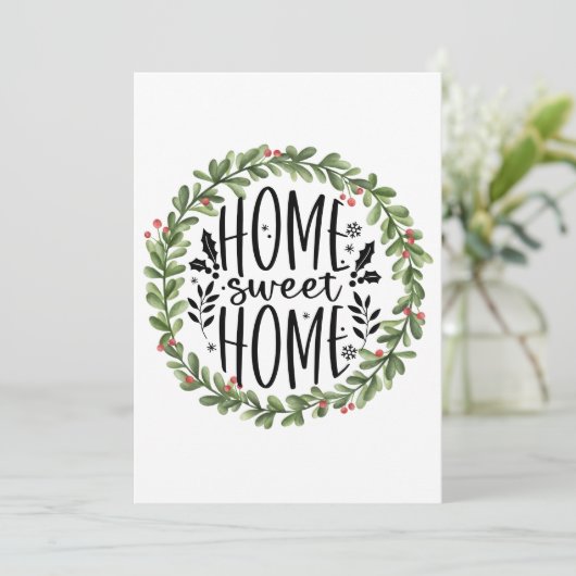 Thuis - Waterverf met startpunt - Wreath Feestdagenkaart (Staand voorkant)