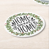 Thuis - Waterverf met startpunt - Wreath Ronde Kartonnen Onderzetter (Gebogen)