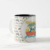 Thuis werken tweekleurige koffiemok (Voorkant links)