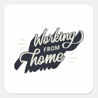 Thuis werken vierkante sticker