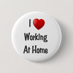 thuis werkend hart ronde button 5,7 cm