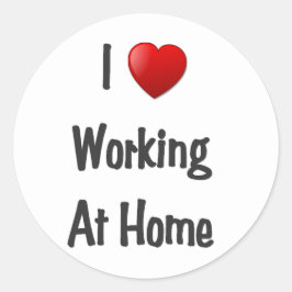 thuis werkend hart ronde sticker