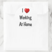 thuis werkend hart ronde sticker (Tas)