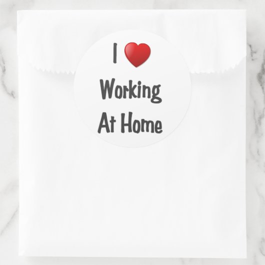 thuis werkend hart ronde sticker (Tas)