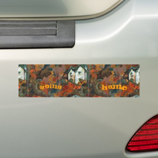 Thuis Witte Huis en najaarbomen Bumpersticker (Op auto)