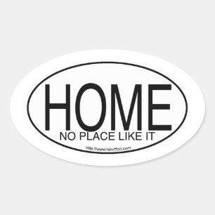Thuis Zeggen Euro Ovaal Sticker Stijl Slogan 