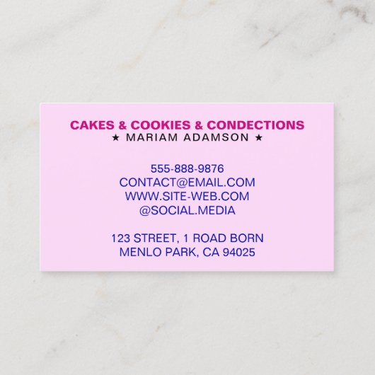 Thuis Zelfgemaakte Banketbakker | Mooie Cake Bakke Visitekaartje (Achterkant)