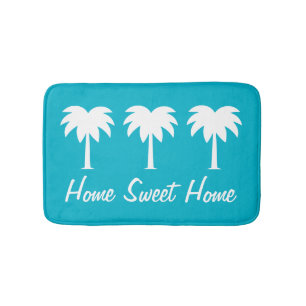 Thuis zoet "home blue palm"-slipbadmat badmat
