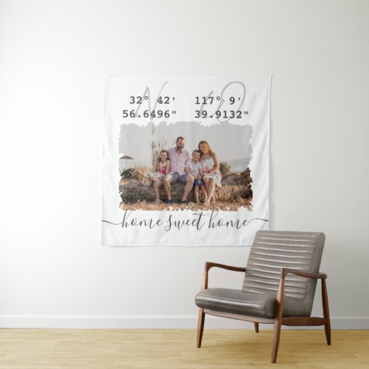 "Thuis zoet thuis" Breedtegraad Lengtegraad Famili Wandkleed (In situ)