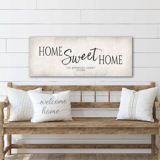 Thuis zoet thuis huis verwarmen canvas afdruk