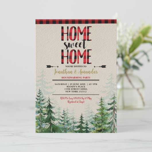 Thuis zoet thuis Winter Houthakkershuis House Warm Kaart (Staand voorkant)