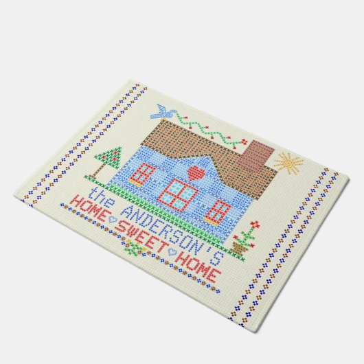 Thuis - Zoete Home Cross-titelhuis | Familienaam Deurmat (Schuin)