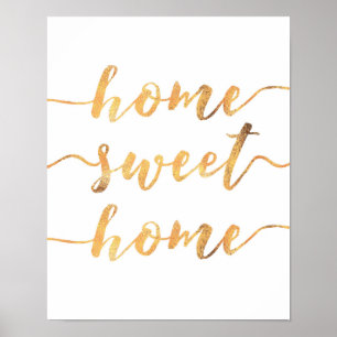 Thuis, zoete home faux, gouden folie, poster afdru
