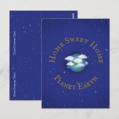 "Thuis Zoete Thuis Planeet Aarde" Whimsical Aangep Briefkaart (Voorkant / Achterkant)