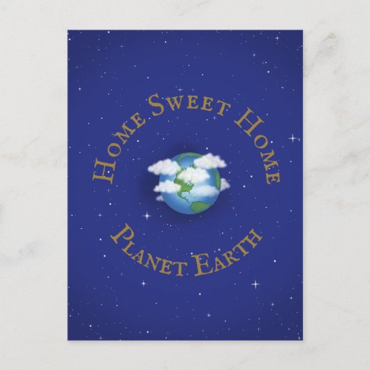 "Thuis Zoete Thuis Planeet Aarde" Whimsical Aangep Briefkaart (Voorkant)
