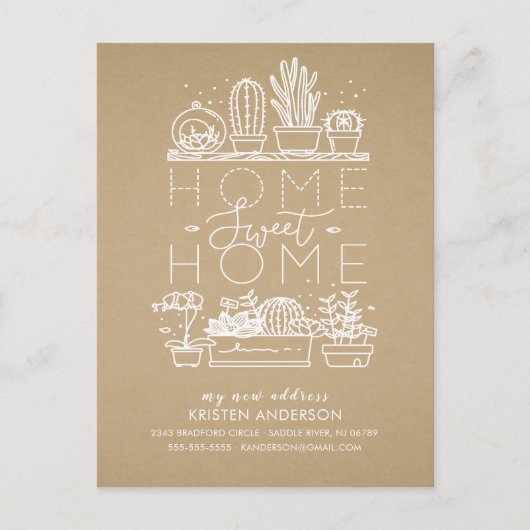 Thuis Zoete Thuis Succulente Verhuis Aankondiging (Voorkant)