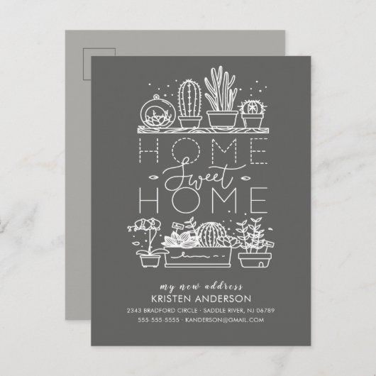 Thuis Zoete Thuis Succulente Verhuisbericht Aankondigingskaart (Voorkant / Achterkant)
