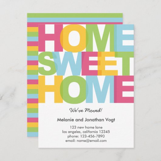 Thuis Zoete Thuis Verhuisbericht Aankondiging (Voorkant / Achterkant)