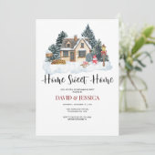 Thuis Zoete Thuis Winter Housewarming Feestje  Kaart (Staand voorkant)